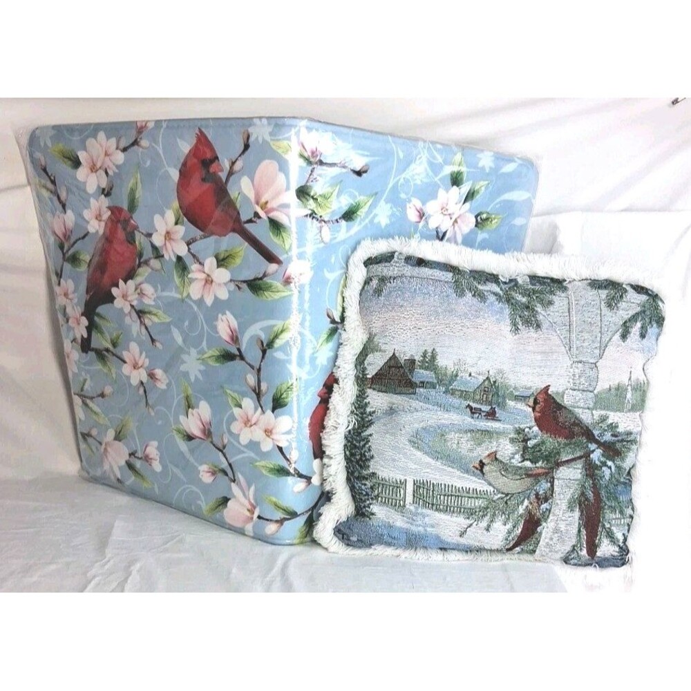 Cardinal Pillow & Bath Mat Padded Memory Foam Bird Lover Home Decor Animal Xmas